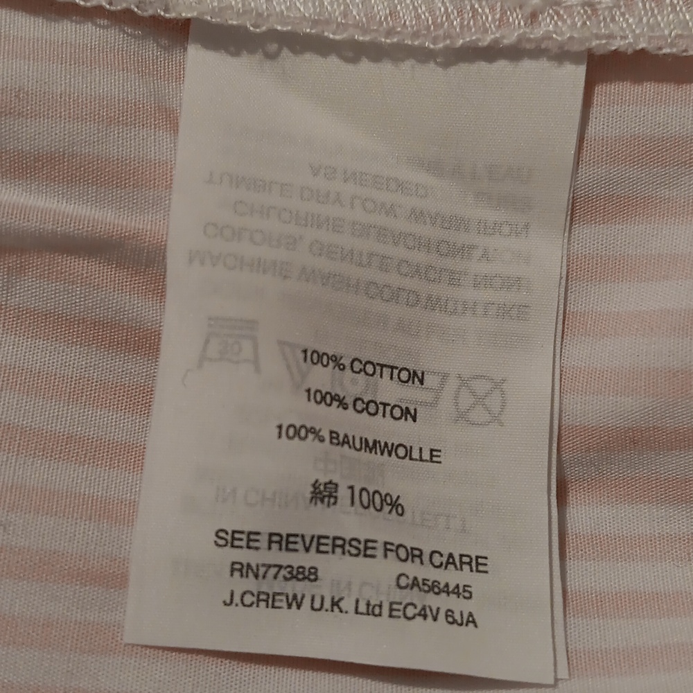 J. Crew Top FunnelNeck Striped Women Sz12 Pale Pink Long Sleeve High/Low - Picture 11 of 12